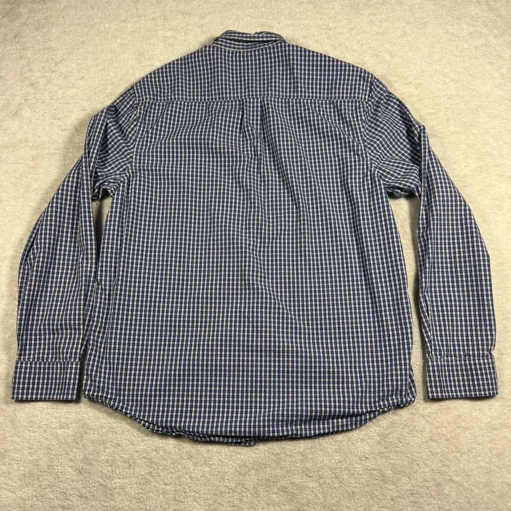 Lucky Brand Mens‎ White Label Fit Blue Gingham Button Down Shirt Large L